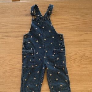 Hanna Andersson Blue Overalls with White Floral Design